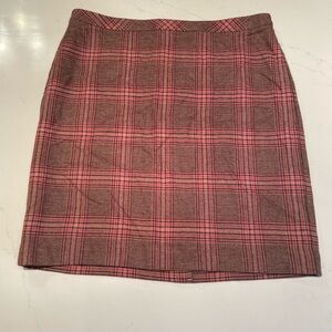 Talbots Pink and Brown Plaid Pencil Skirt